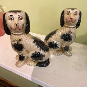 Hand painted porcelain dogs pair